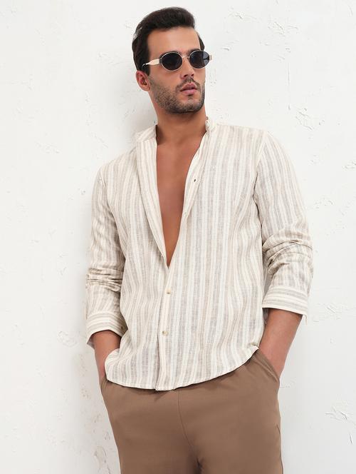 men striped long sleeve regular fit casual shirt - 21843811 -  Standard Image - 0