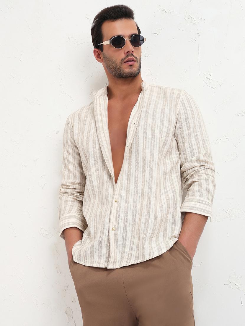 men striped long sleeve regular fit casual shirt - 21843811 -  Zoom Image - 0
