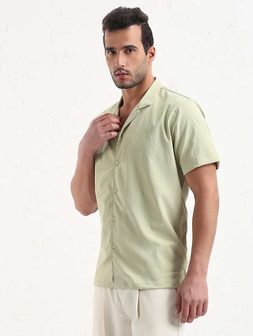 men neo mint solid short sleeve regular fit casual shirt - 21843812 -  Standard Image - 2