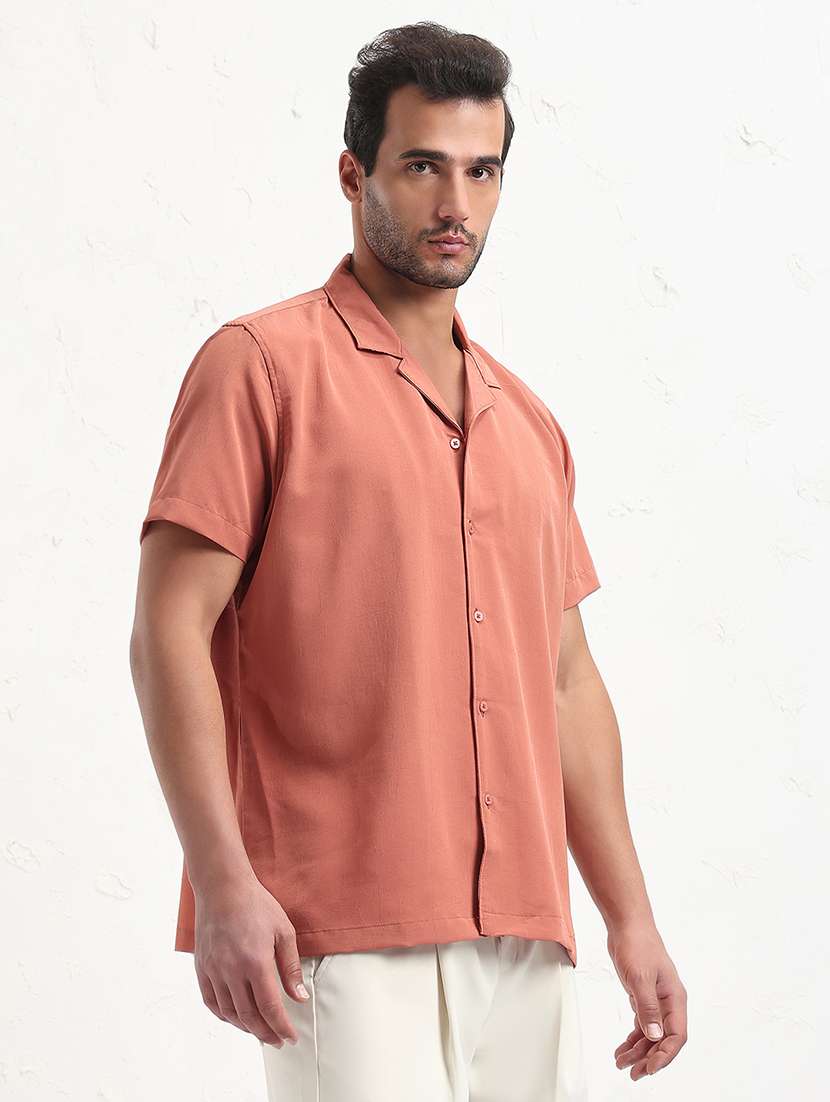 men rust solid short sleeve regular fit casual shirt - 21843815 -  Standard Image - 2