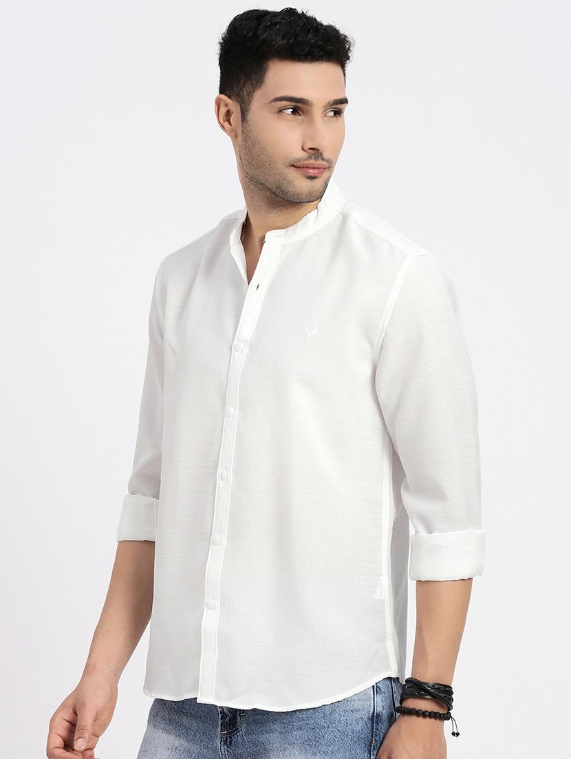 men white solid long sleeve regular fit casual shirt - 21843828 - Standard Image - 2
