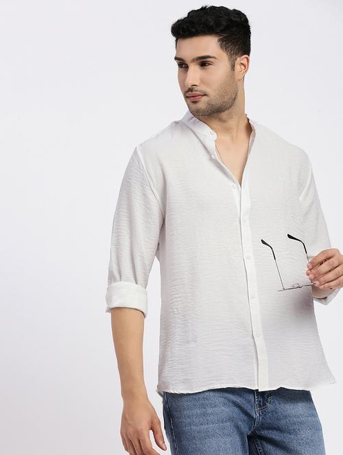 men white solid long sleeve regular fit  casual shirt - 21843848 -  Standard Image - 0