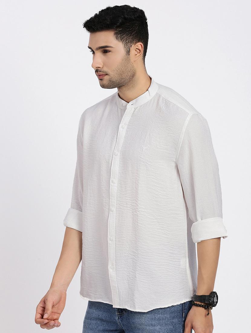 men white solid long sleeve regular fit casual shirt - 21843848 - Standard Image - 2
