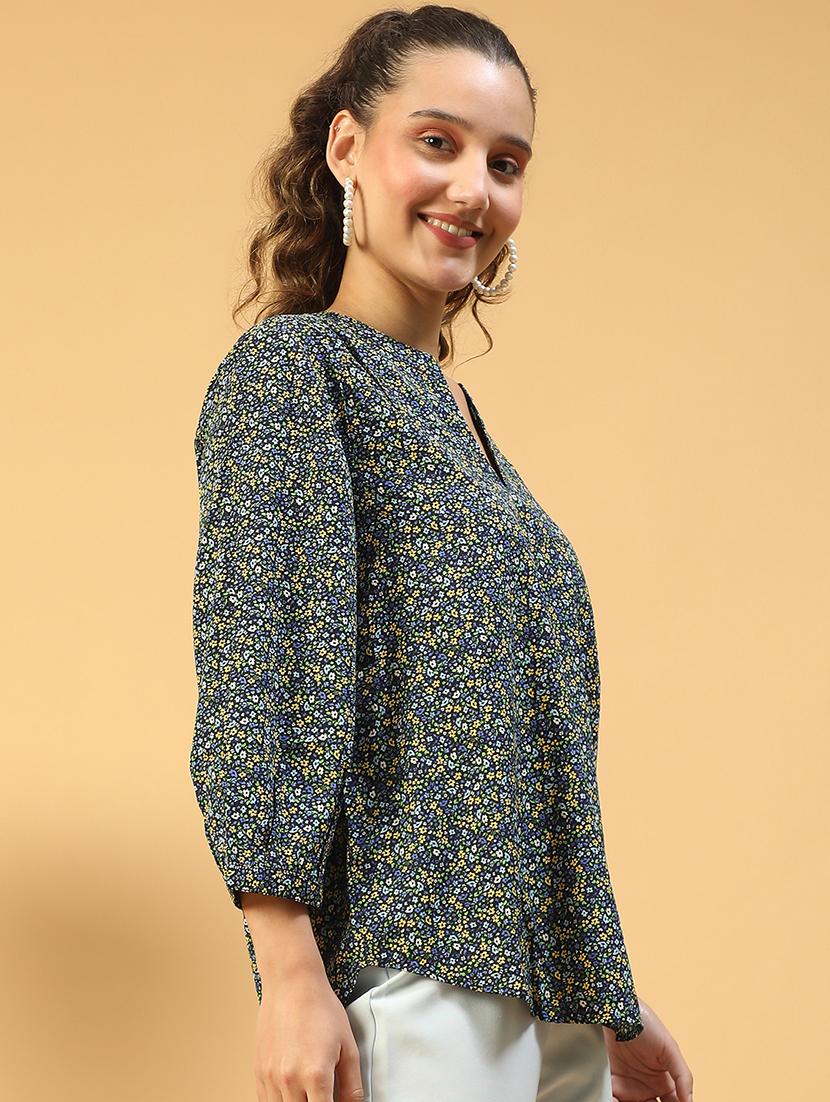 women floral printed notch neck regular top - 21843853 - Standard Image - 2