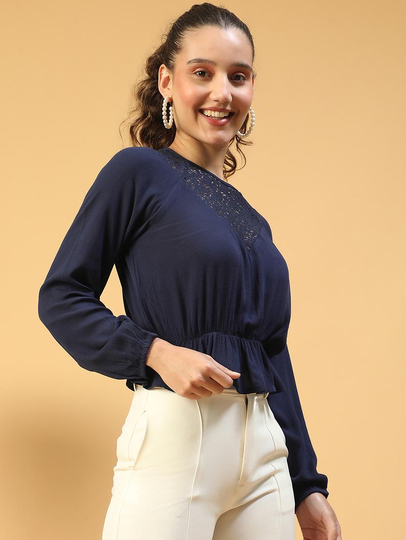 women lace detailed long sleeves peplum top - 21843857 - Standard Image - 2