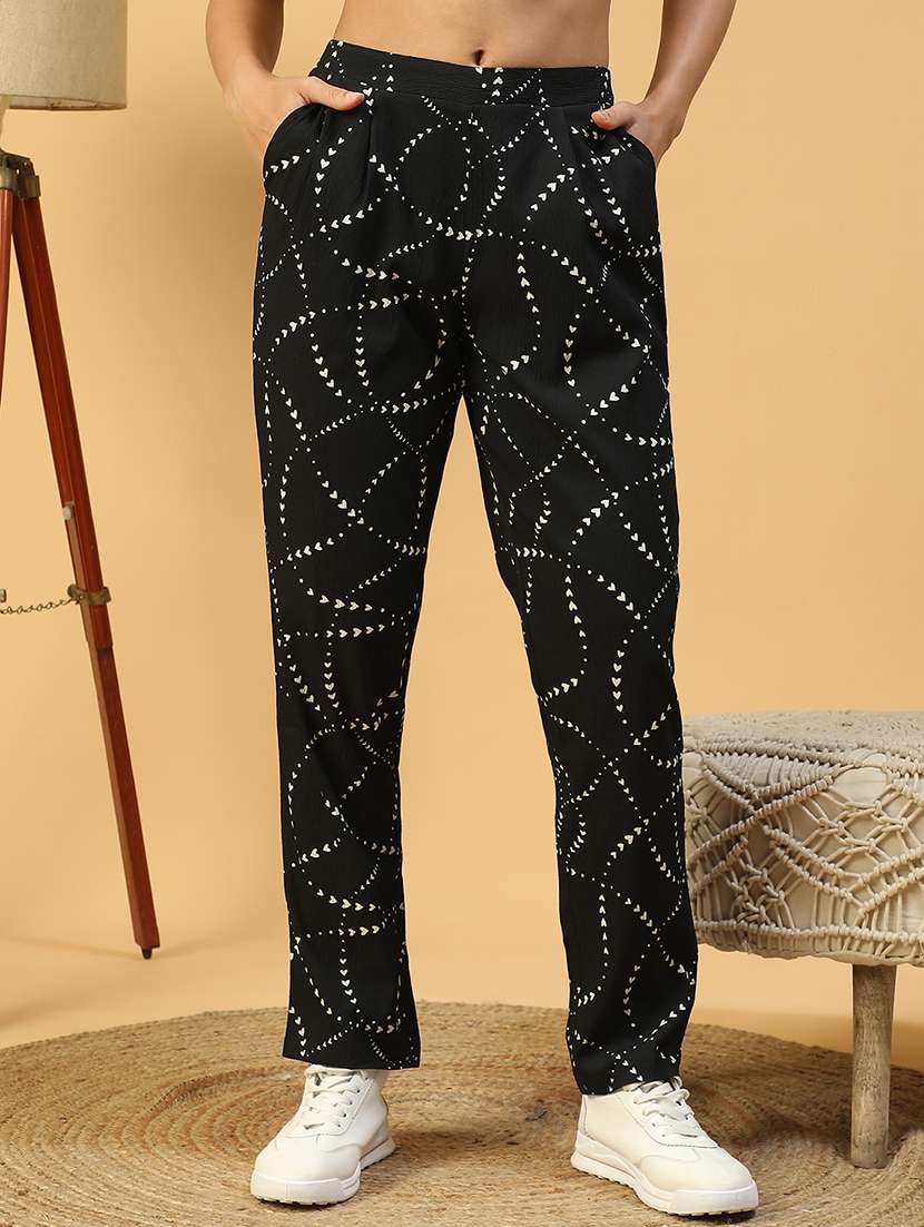 women printed mid rise straight trouser - 21843873 -  Zoom Image - 0