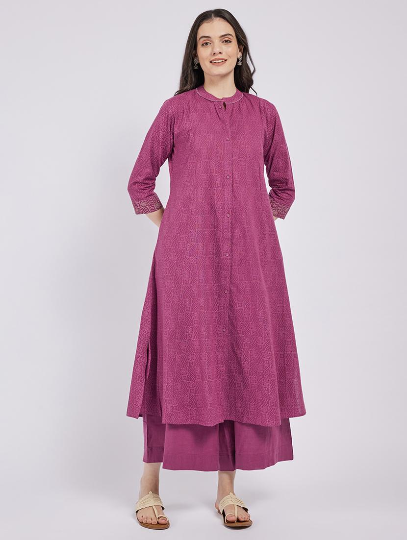 women printed three quarter sleeve a-line kurta - 21843890 - Zoom Image - 0