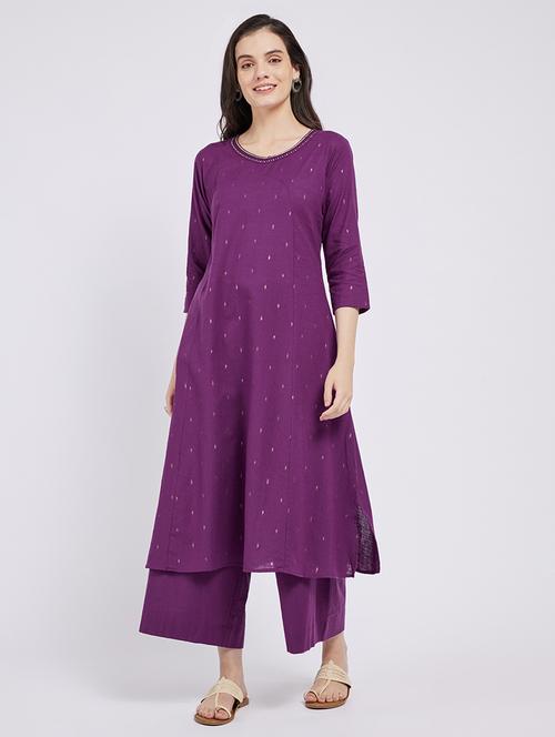 women self design three quarter sleeve a-line kurta - 21843893 -  Standard Image - 0
