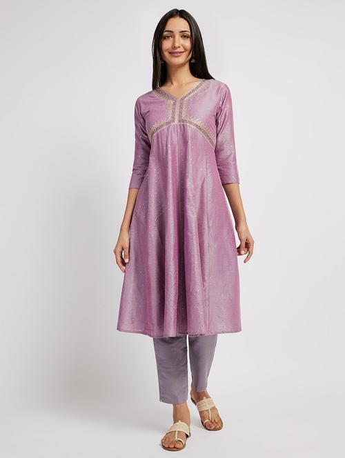 women embroidered three quarter sleeve a-line kurta - 21843898 - Standard Image - 0