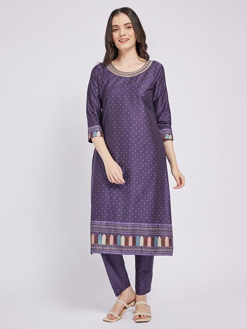 women printed three quarter sleeve a-line kurta - 21843899 - Standard Image - 0