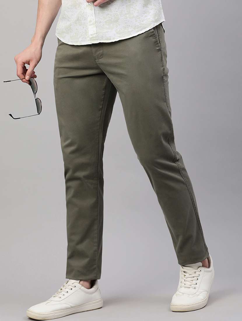 men green solid mid rise chinos casual trouser - 21843930 -  Standard Image - 2