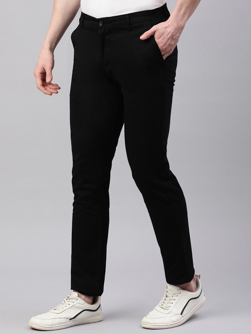men black solid mid rise chinos casual trouser - 21843931 - Standard Image - 2