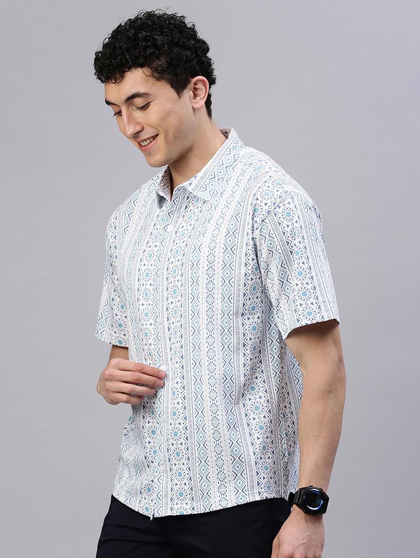 men printed short sleeve slim fit casual shirt - 21843932 - Standard Image - 2