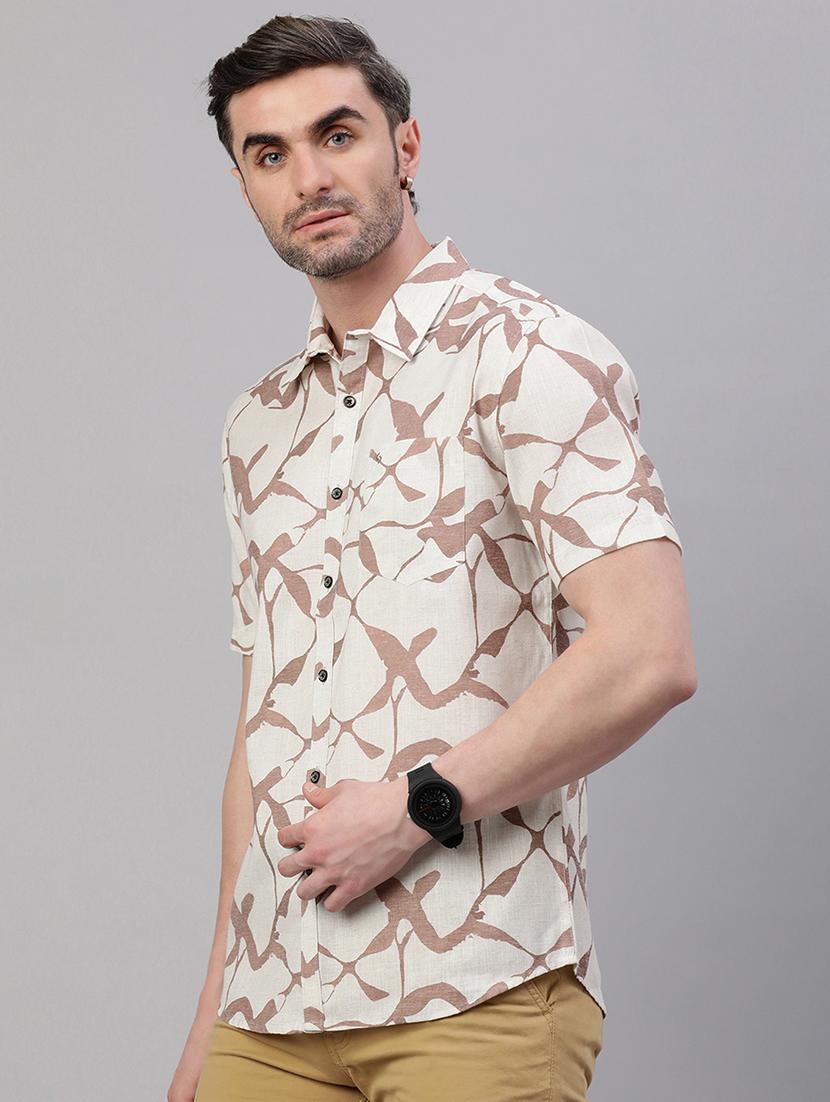 men printed short sleeve slim fit casual shirt - 21843935 - Standard Image - 2
