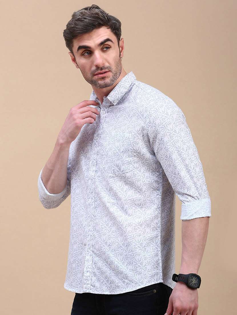 men printed long sleeve slim fit casual shirt - 21843937 -  Standard Image - 2