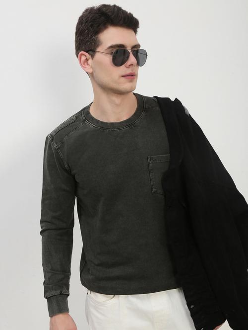 men green long sleeve solid slim fit sweatshirt - 21843949 - Standard Image - 0