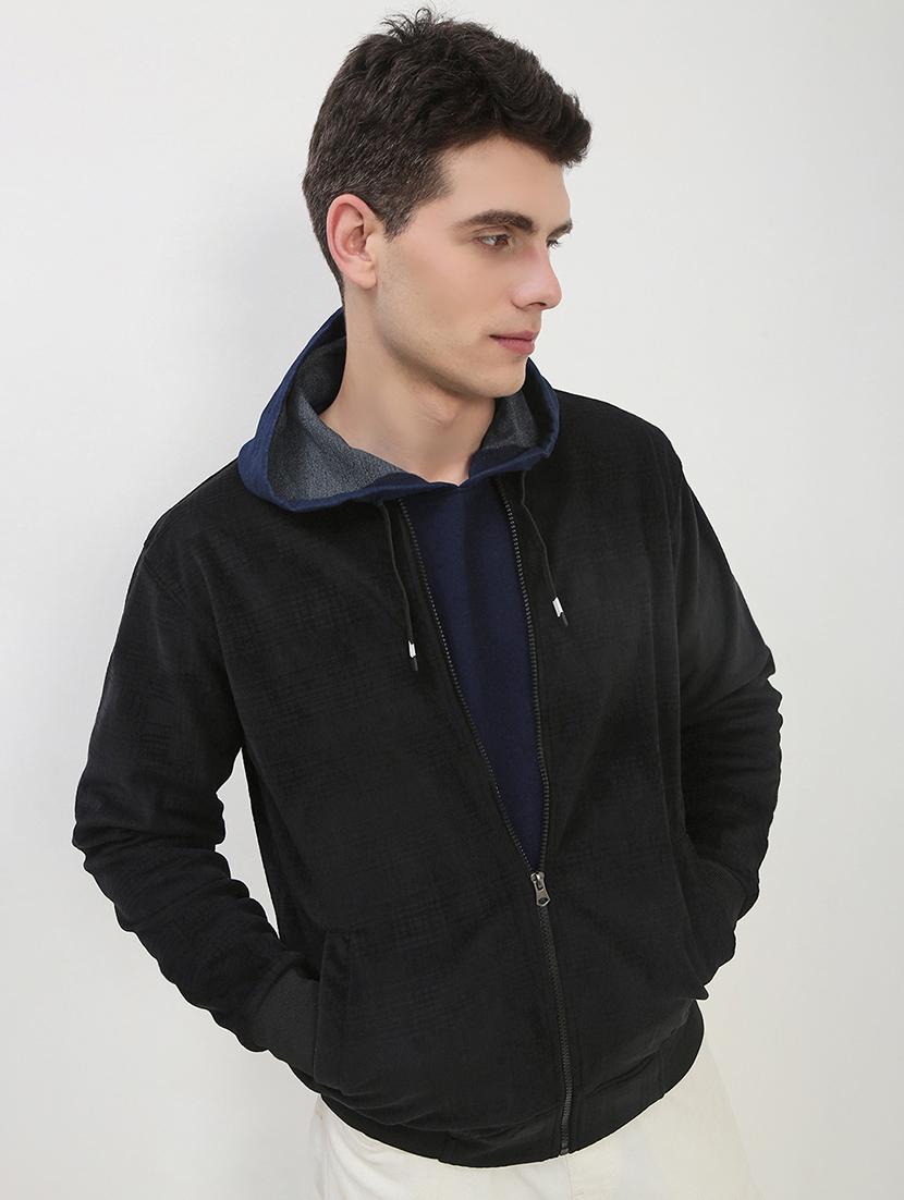 men black solid long sleeve casual jacket - 21843954 - Zoom Image - 0