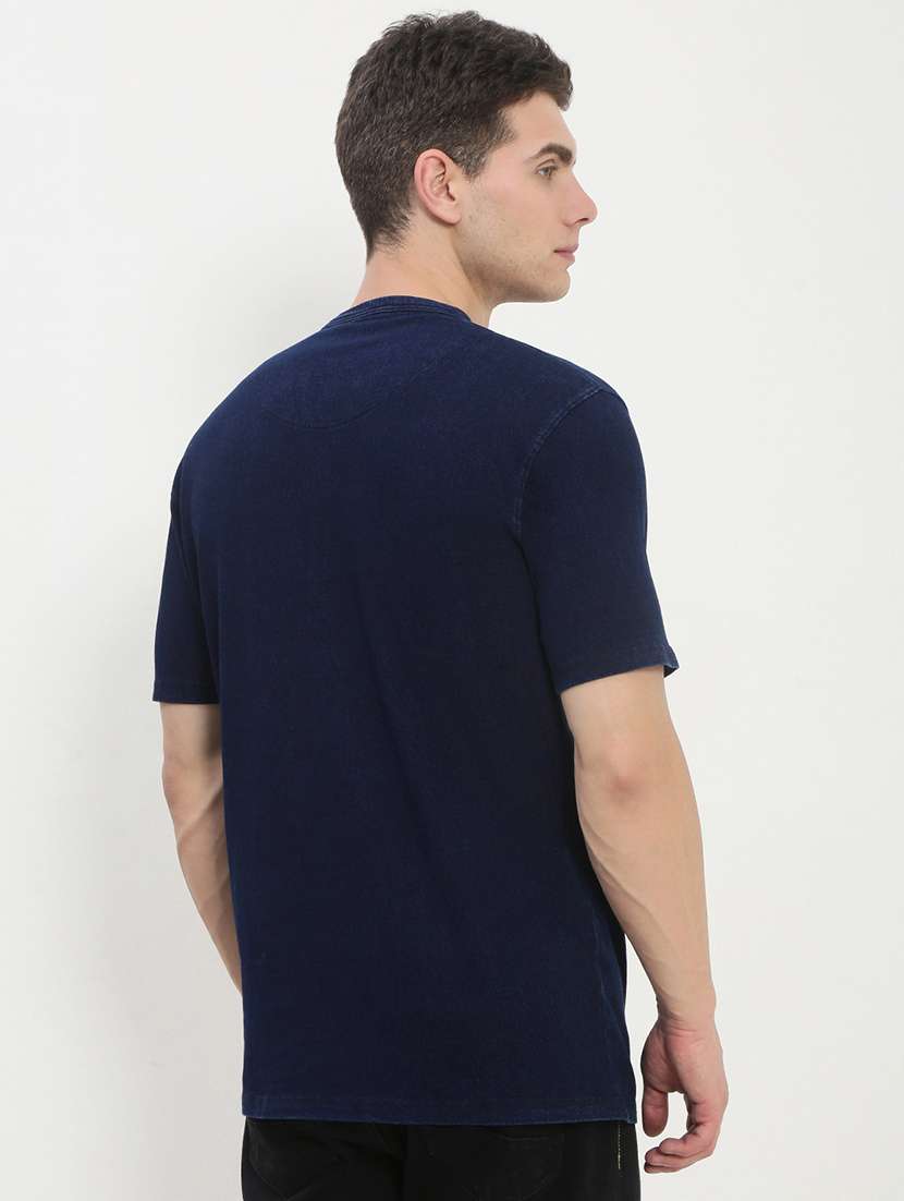 men navy blue short sleeve solid slim fit t-shirt - 21843957 - Standard Image - 2