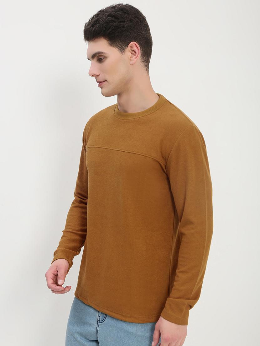 men mustard long sleeve solid slim fit t-shirt - 21843964 - Standard Image - 2