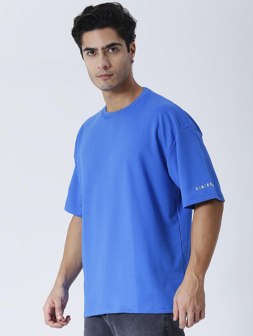 men blue printed short sleeve oversized t-shirt - 21844071 - Standard Image - 2