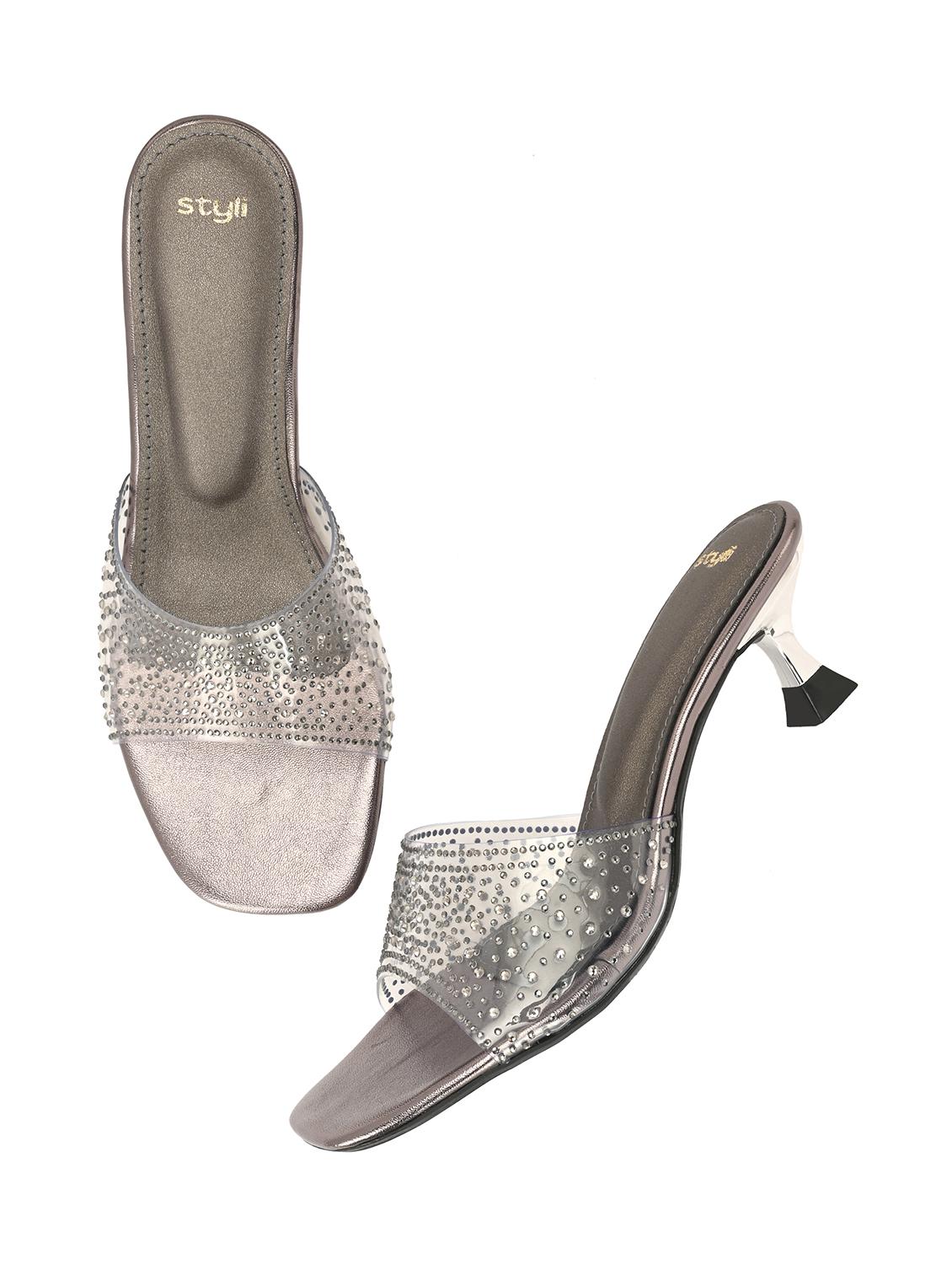 women grey embellished sandal - 21844104 - Standard Image - 2