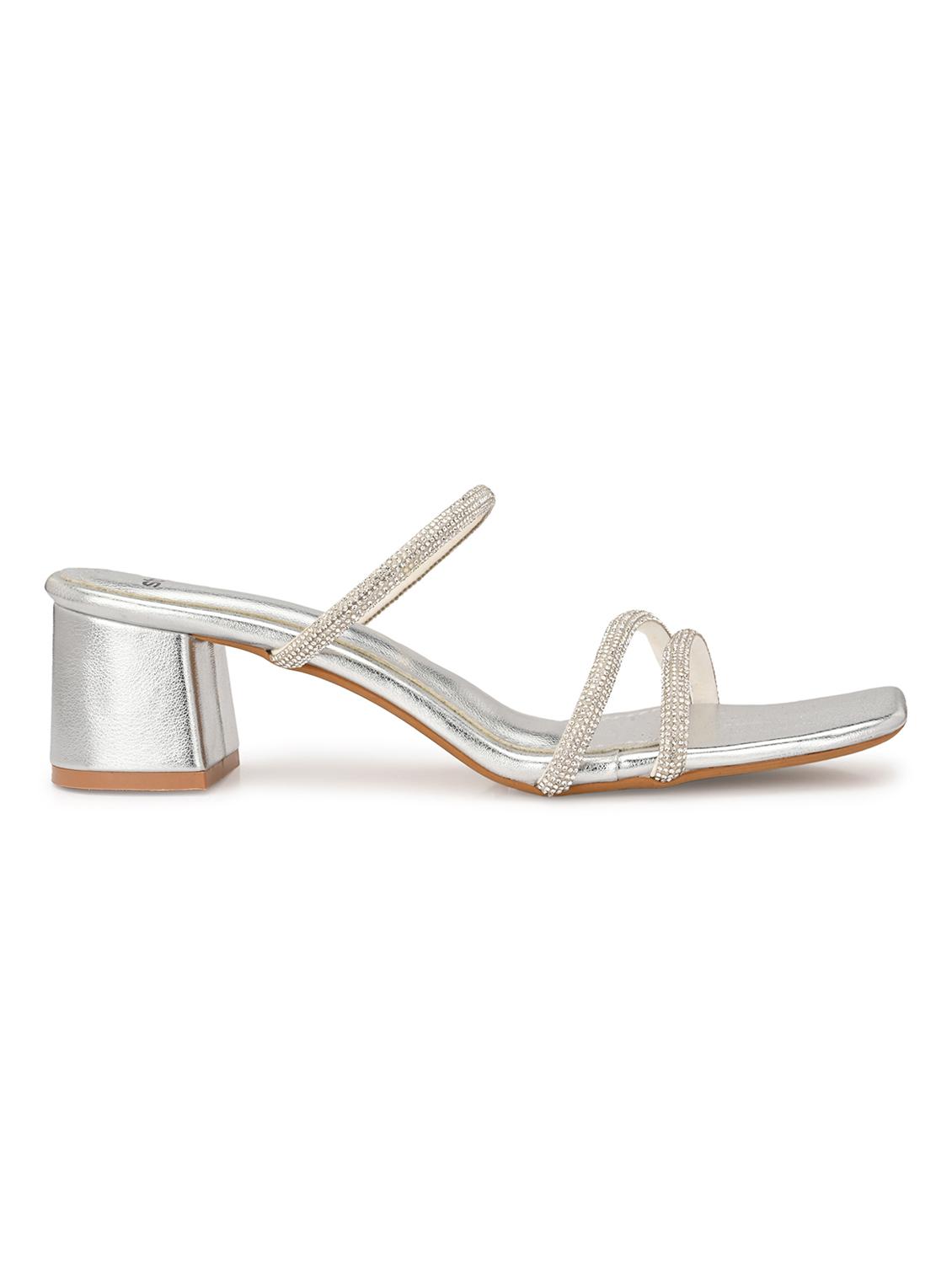 womem silver embellsihed sandal - 21844106 - Standard Image - 2
