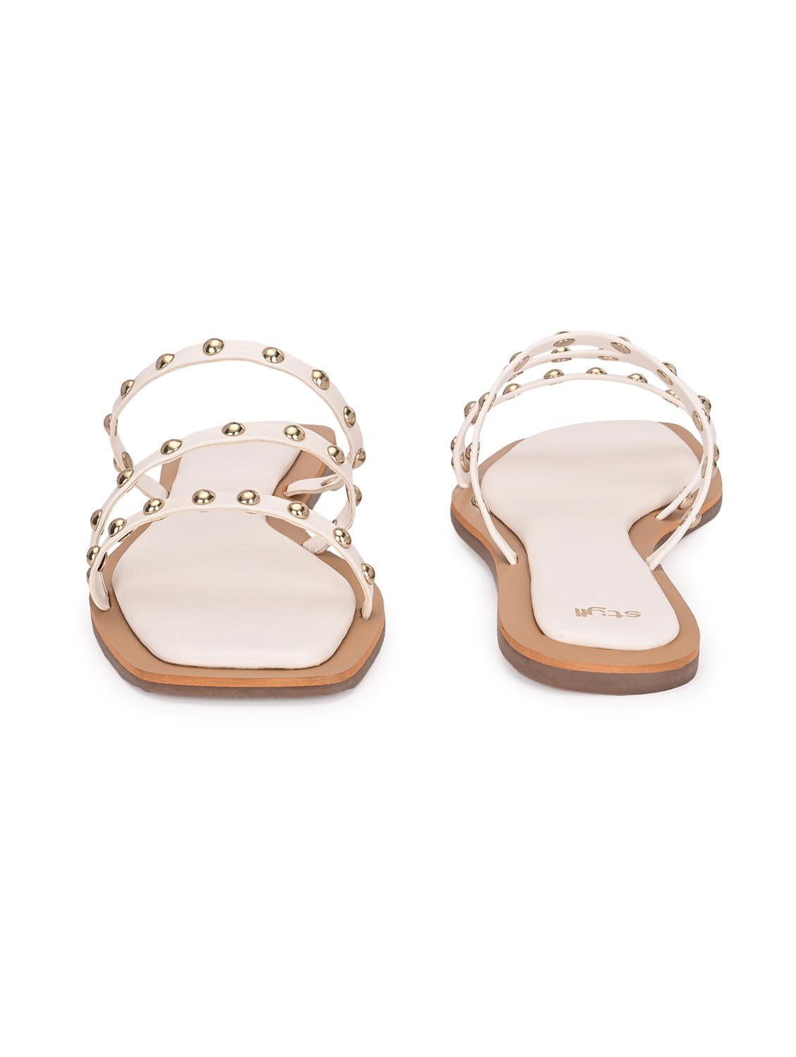 women white embellsihed slip on flats - 21844112 - Standard Image - 2