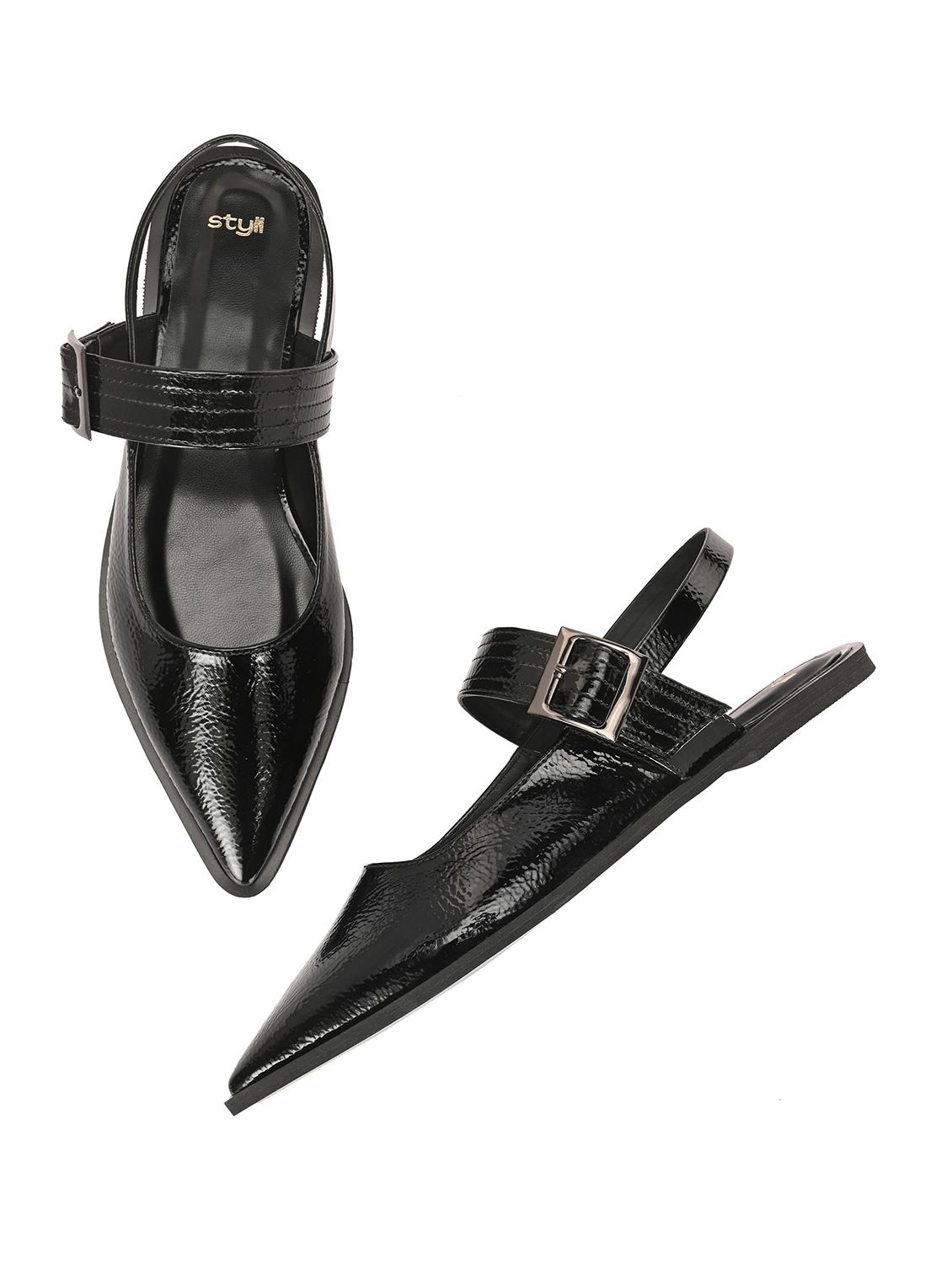 women black back strap flats - 21844115 - Standard Image - 2