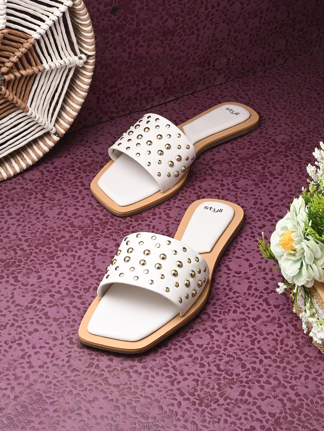 womenwhite embellished slip on flats - 21844117 - Zoom Image - 0