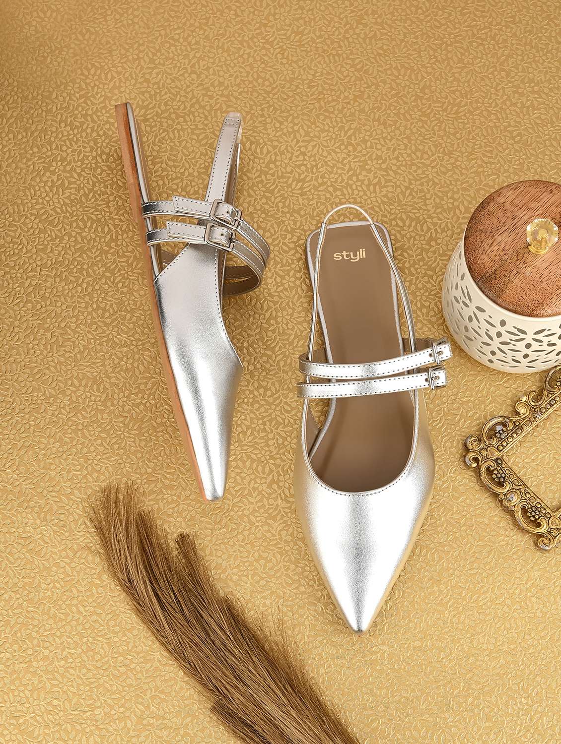 women silver back strap flats  - 21844120 -  Zoom Image - 0