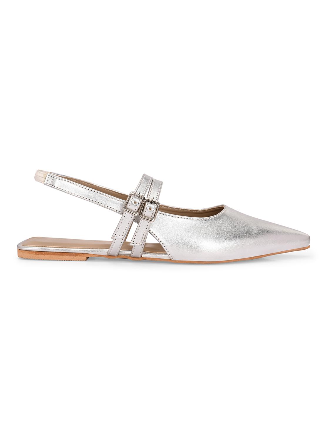 women silver back strap flats - 21844120 - Standard Image - 2