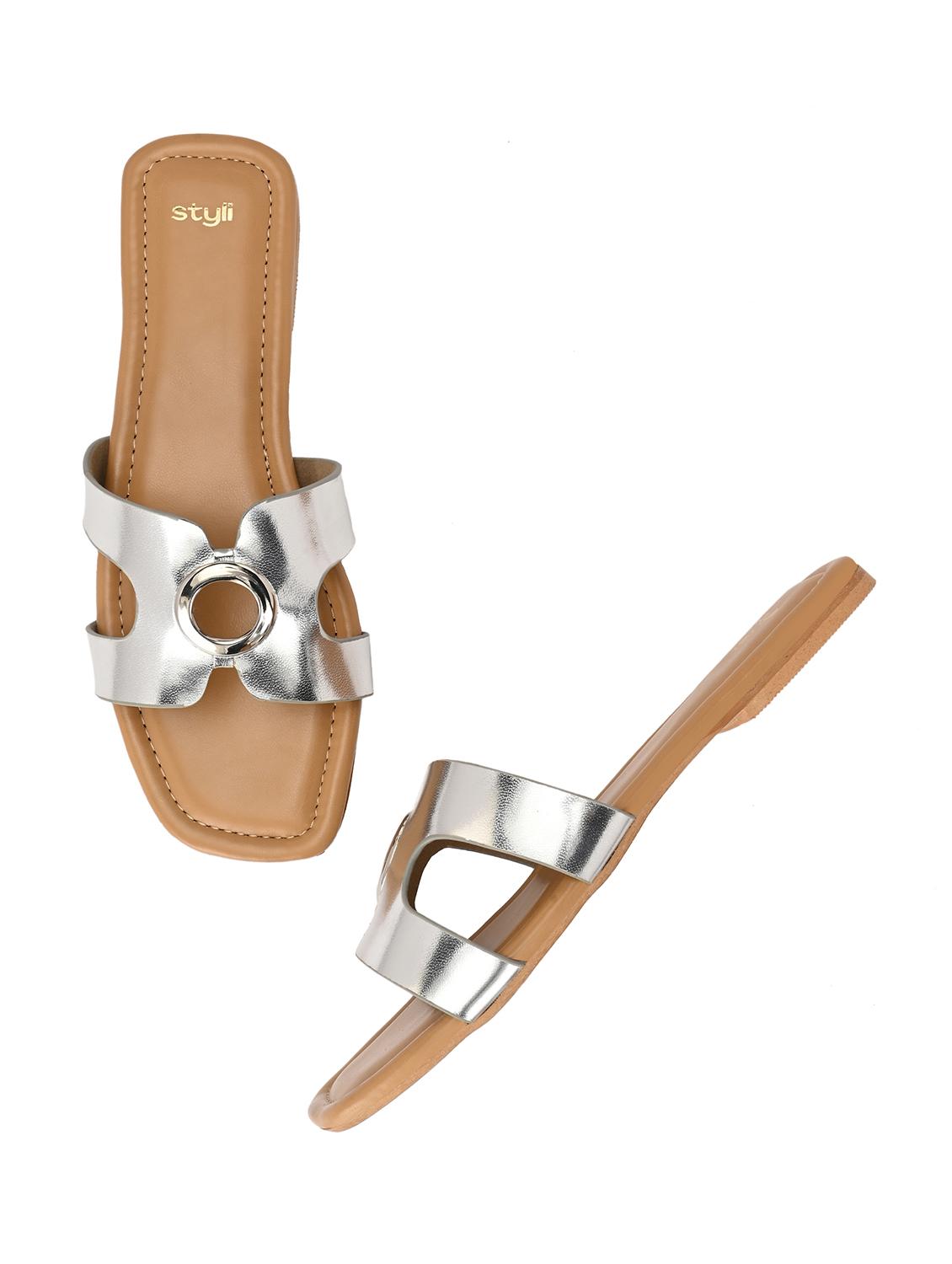 women silver slip on flats - 21844124 - Standard Image - 2