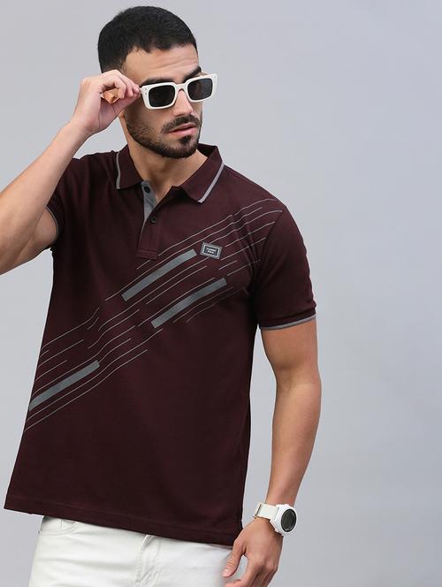 men printed short sleeve slim fit polo t-shirt - 21844298 - Standard Image - 0