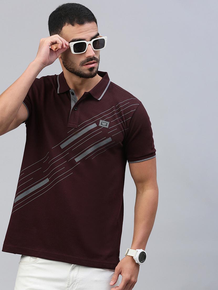 men printed short sleeve slim fit polo t-shirt - 21844298 - Zoom Image - 0
