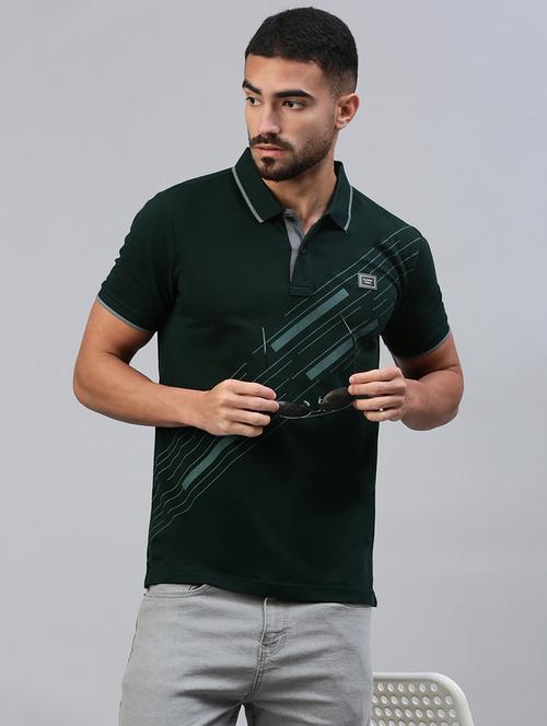 men printed short sleeve slim fit polo t-shirt - 21844299 -  Standard Image - 0
