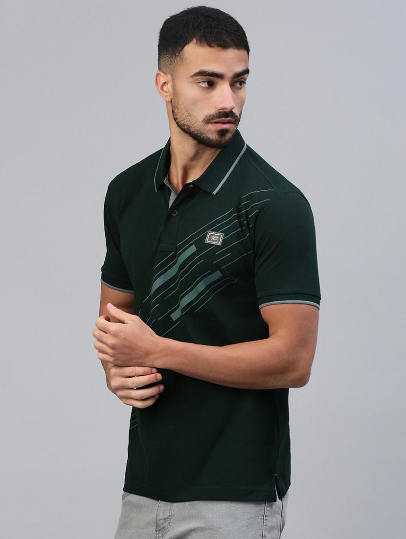 men printed short sleeve slim fit polo t-shirt - 21844299 - Standard Image - 2