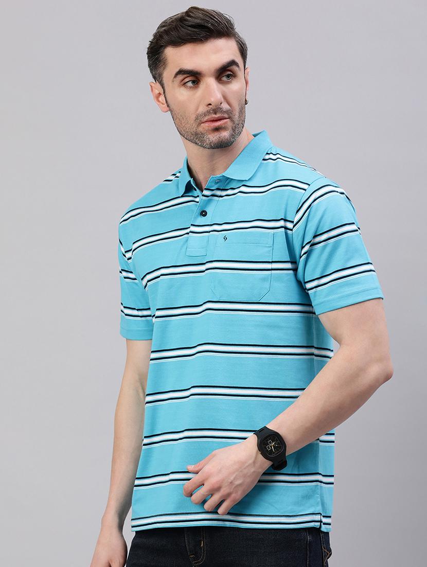 men stripes short sleeve regular fit polo t-shirt - 21844307 - Standard Image - 2