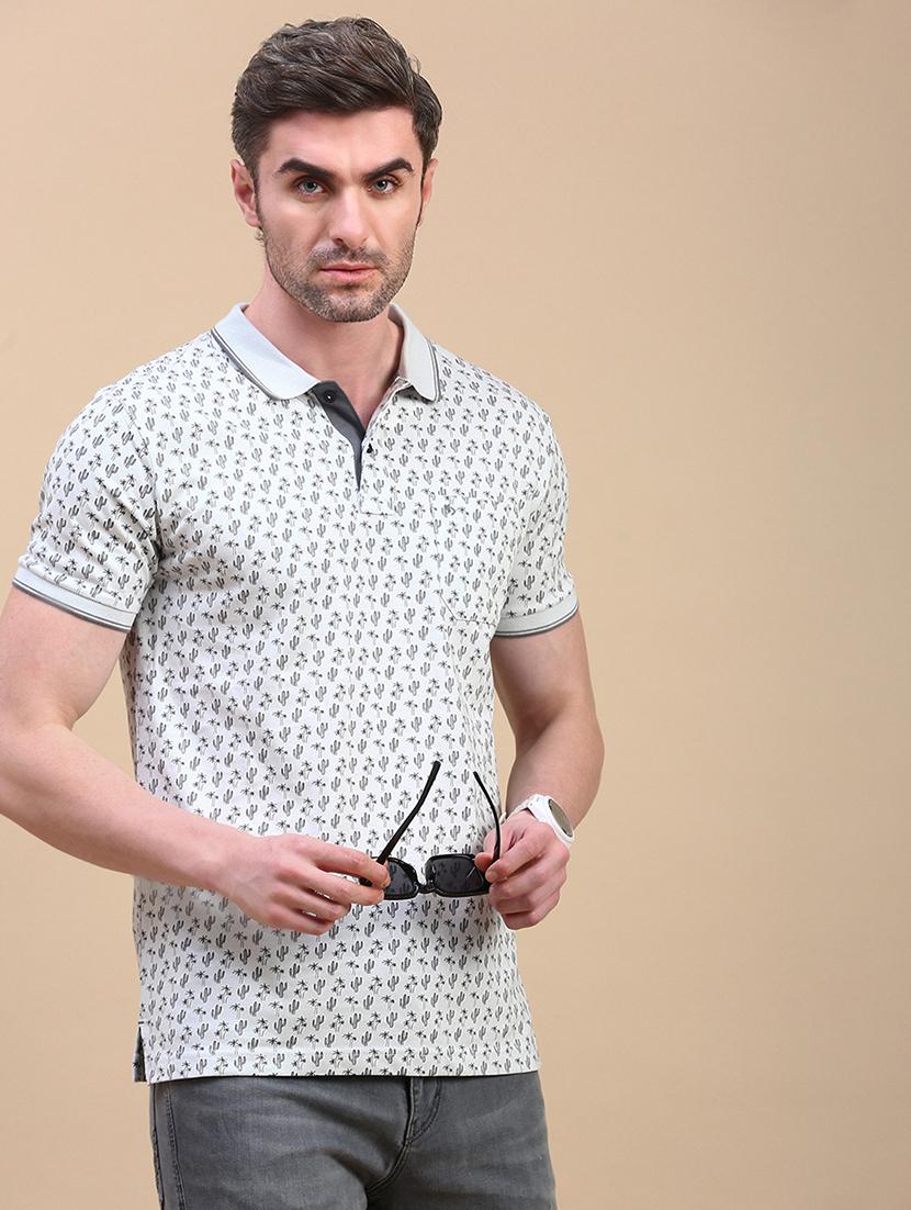 men printed short sleeve slim fit polo t-shirt - 21844314 - Standard Image - 2