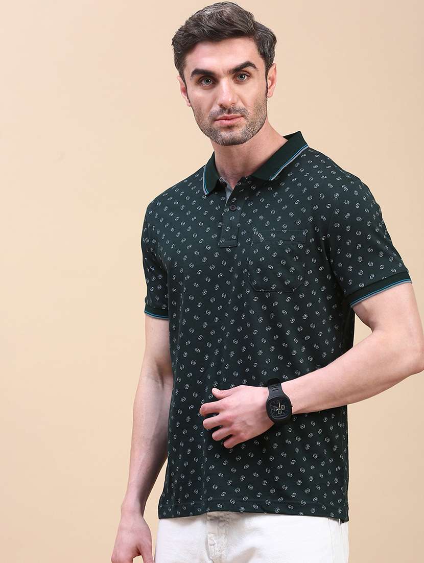 men printed short sleeve slim fit polo t-shirt - 21844316 -  Standard Image - 2