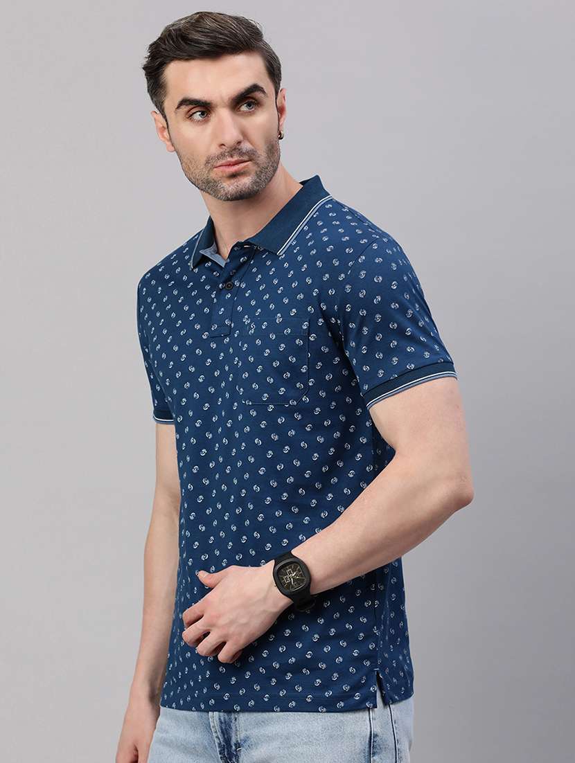 men printed short sleeve slim fit polo t-shirt - 21844317 -  Standard Image - 2