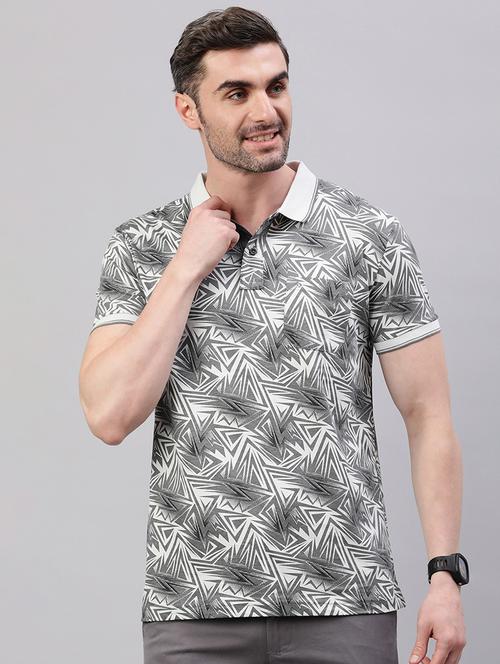 men printed short sleeve slim fit polo t-shirt - 21844318 -  Standard Image - 0