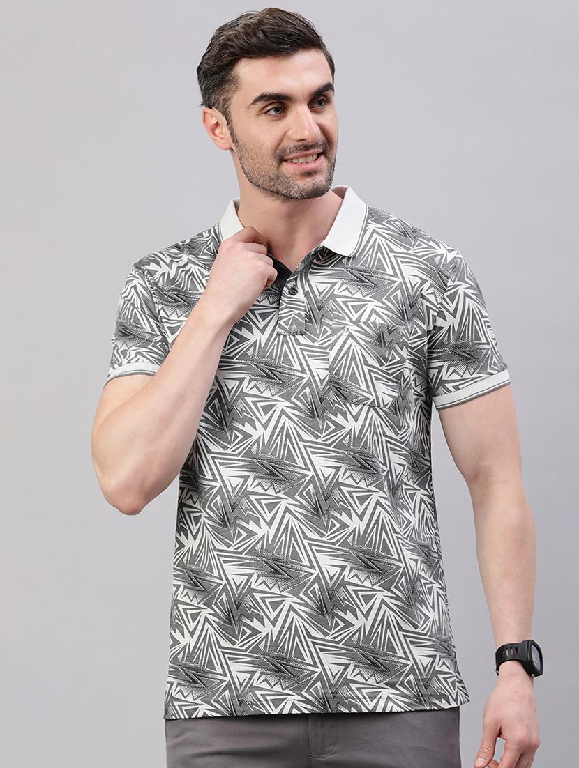 men printed short sleeve slim fit polo t-shirt - 21844318 -  Zoom Image - 0