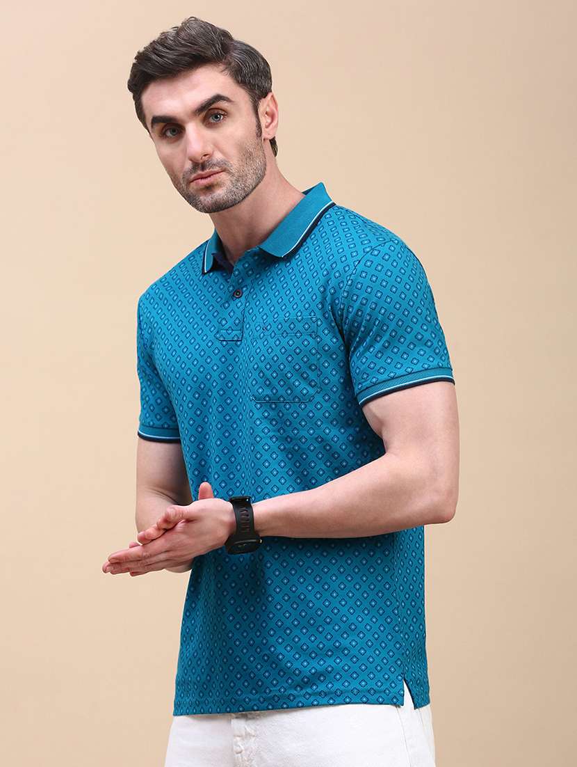 men printed short sleeve slim fit polo t-shirt - 21844320 -  Standard Image - 2