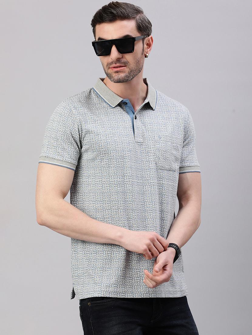 men printed short sleeve slim fit polo t-shirt - 21844321 - Zoom Image - 0