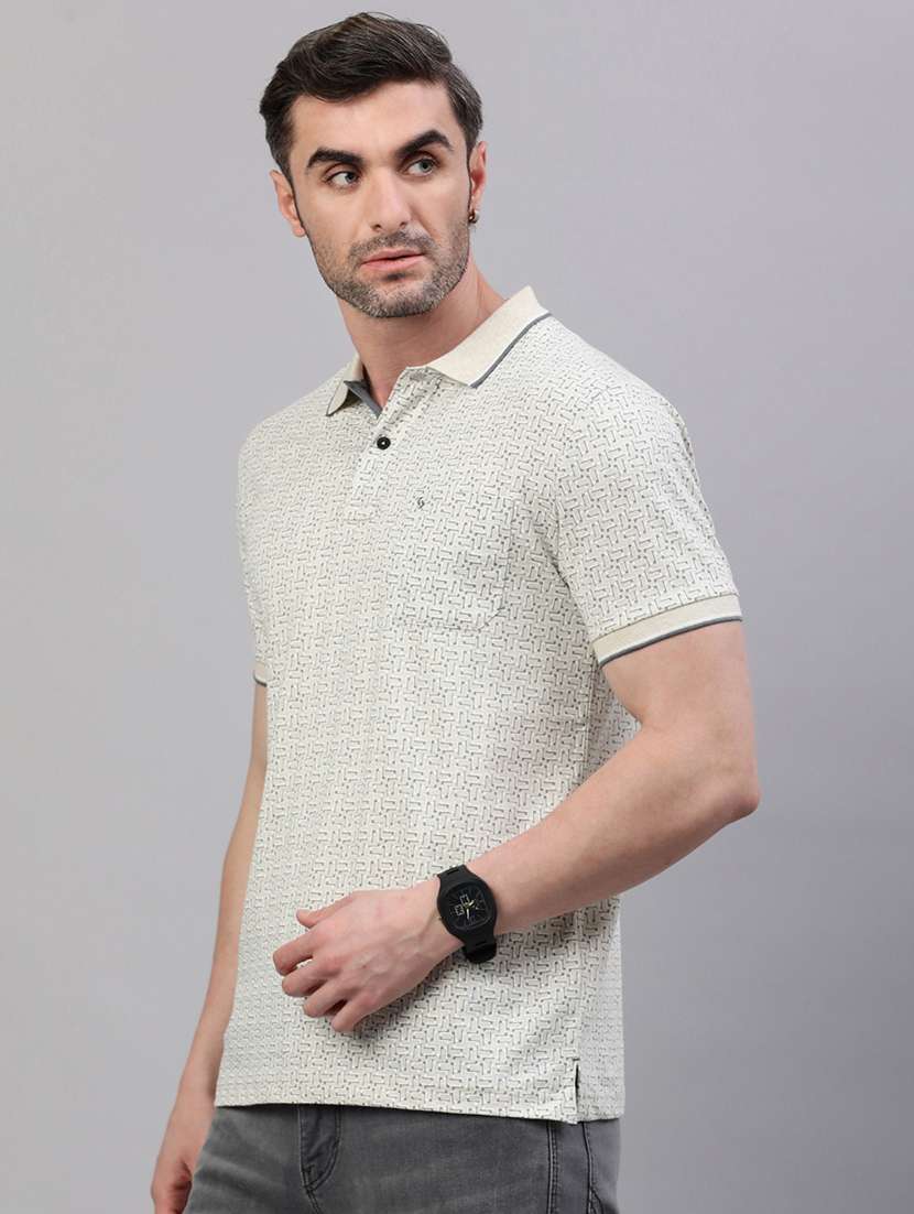 men printed short sleeve slim fit polo t-shirt - 21844322 -  Standard Image - 2