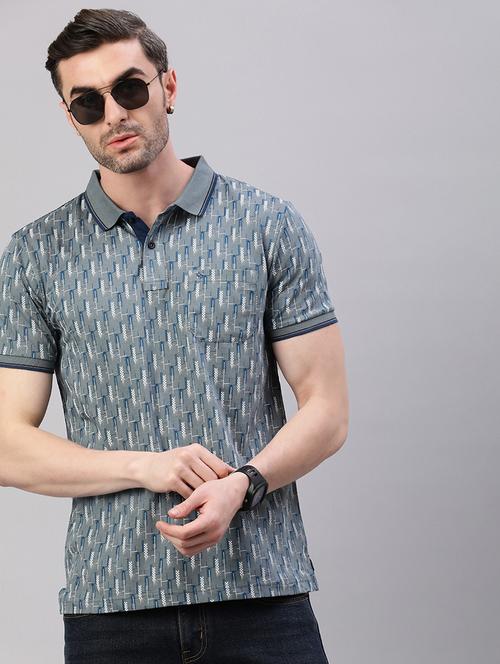 men printed short sleeve slim fit polo t-shirt - 21844324 - Standard Image - 0