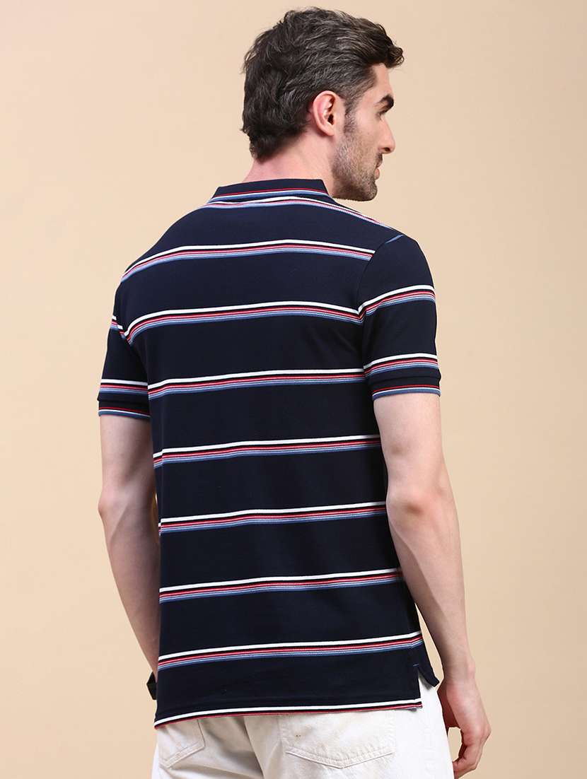 men stripes short sleeve slim fit polo t-shirt - 21844331 -  Standard Image - 2