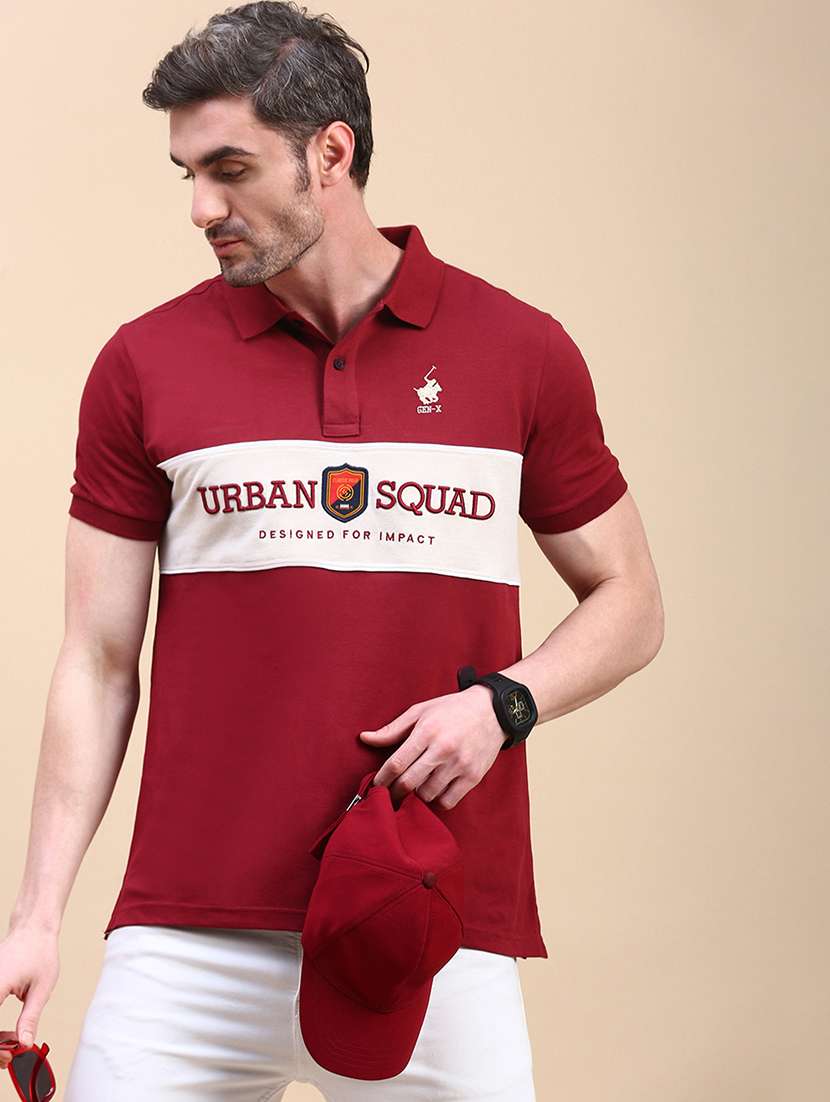 men typographic short sleeve slim fit polo t-shirt