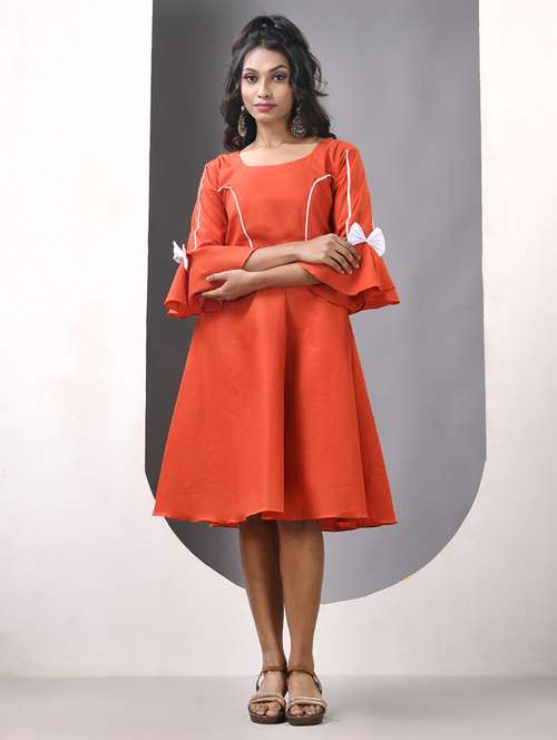 women solid round neck fit & flare ethnic dress - 21844378 -  Standard Image - 0