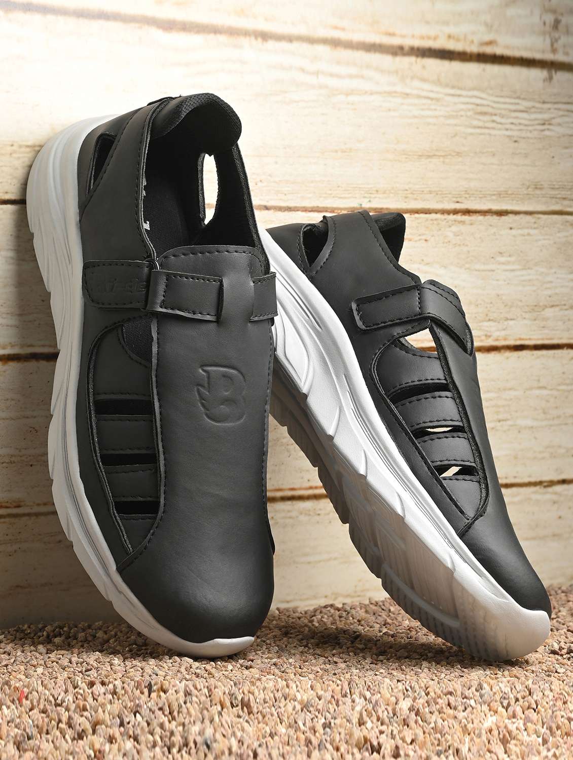 men black slip on sandal